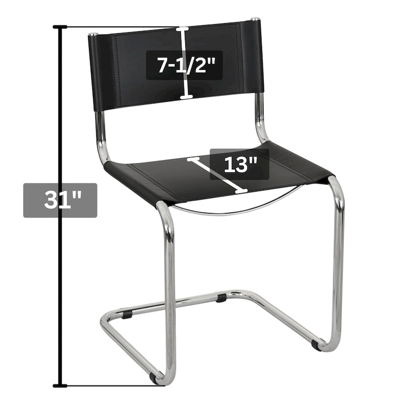 Chaise d'appoint Cantilever Breuer Chair Company Mart Stam avec cadre chromé (divers coloris de cuir reconstitué)