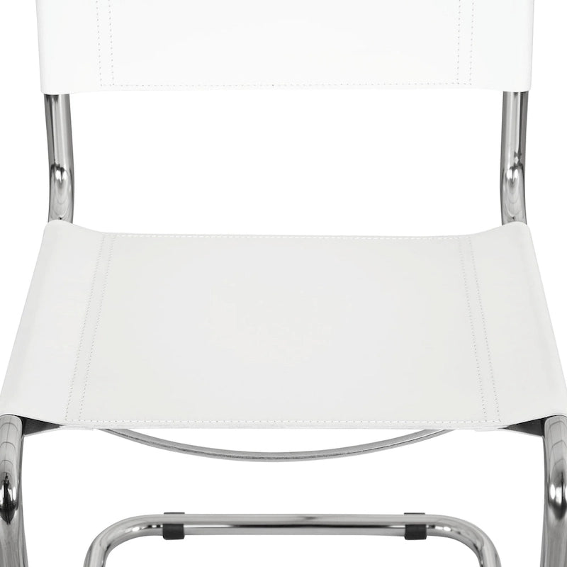 Chaise d'appoint Cantilever Breuer Chair Company Mart Stam avec cadre chromé (divers coloris de cuir reconstitué)