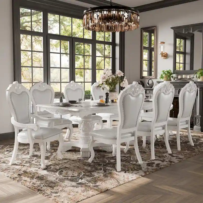 Ensemble de salle à manger extensible 9 pièces en bois massif traditionnel Eugene Furniture of America