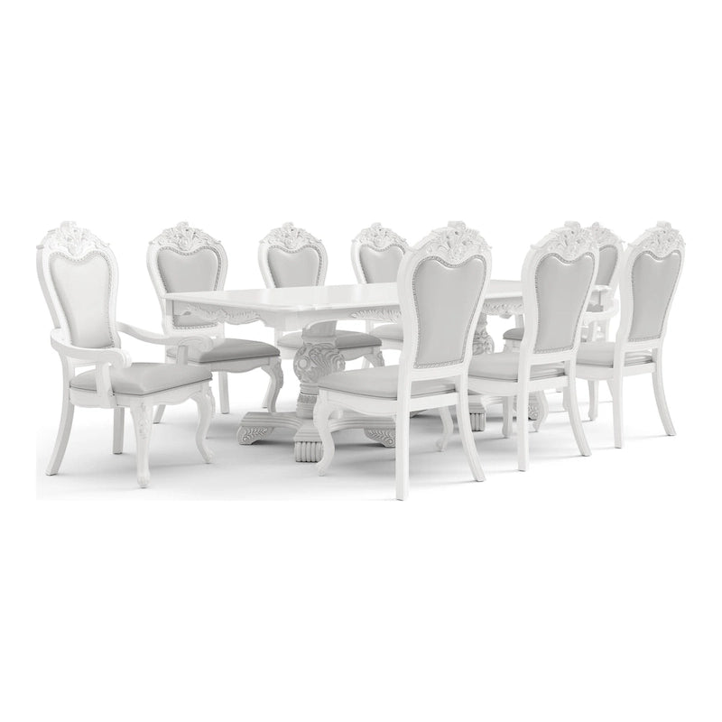 Ensemble de salle à manger extensible 9 pièces en bois massif traditionnel Eugene Furniture of America