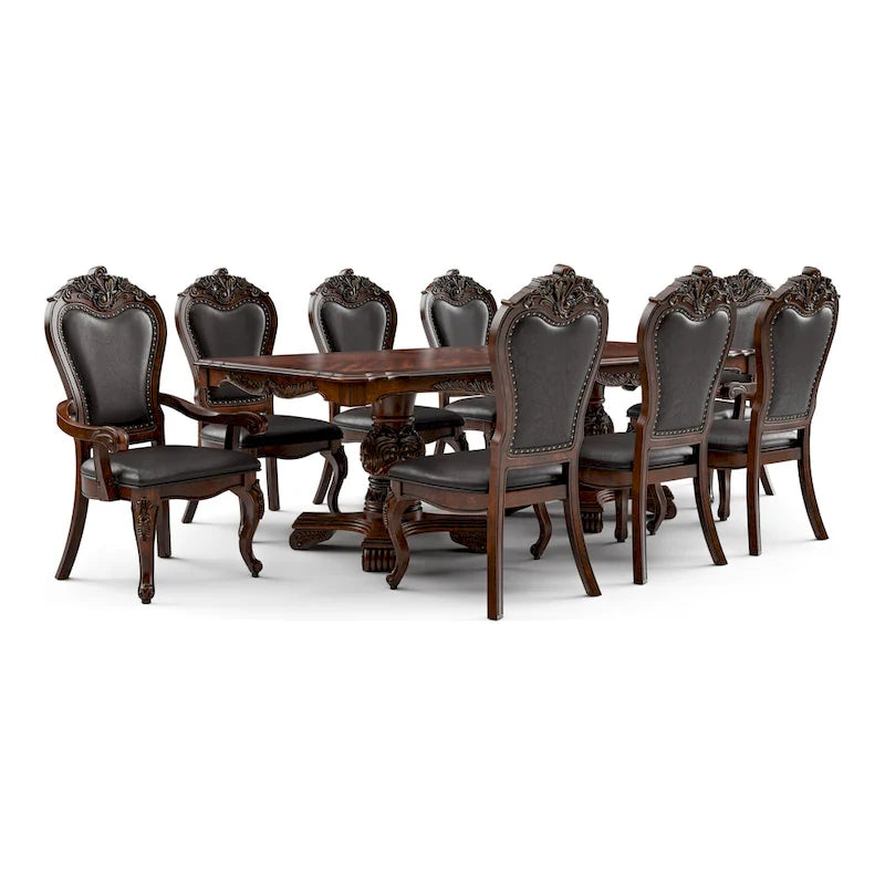 Ensemble de salle à manger extensible 9 pièces en bois massif traditionnel Eugene Furniture of America