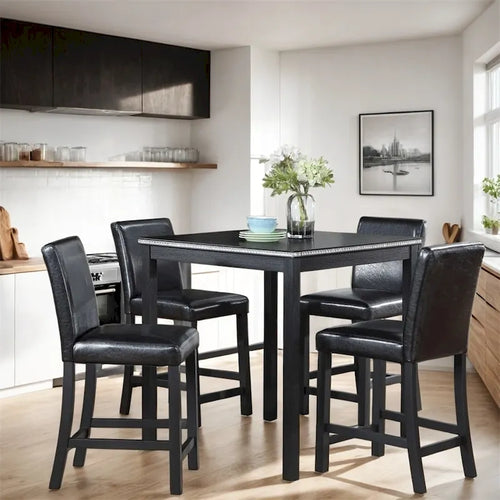 Ensemble table de salle à manger et 4 chaises hautes en bois