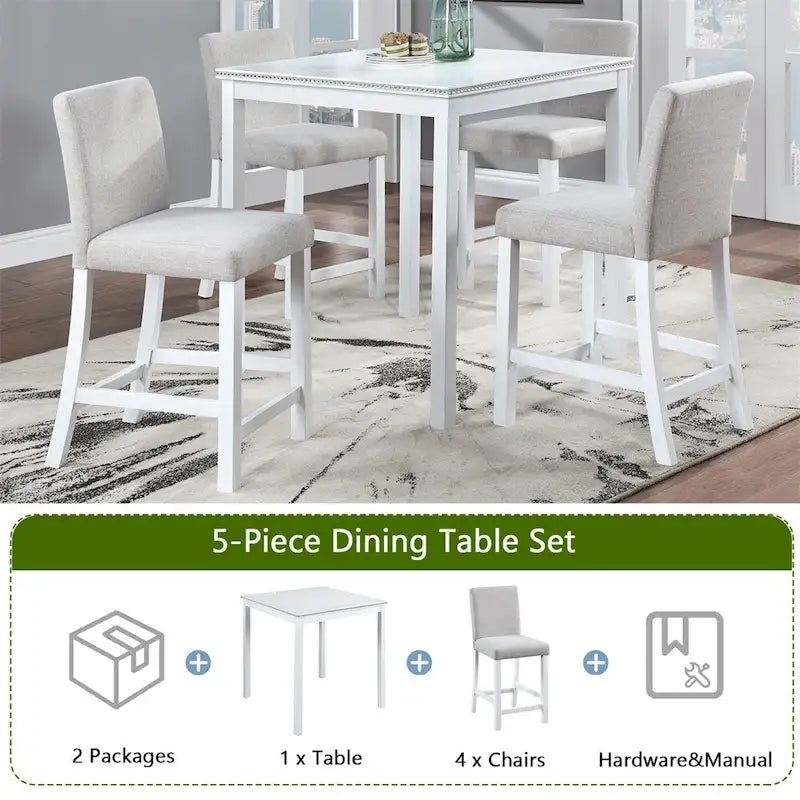Ensemble table de salle à manger et 4 chaises hautes en bois