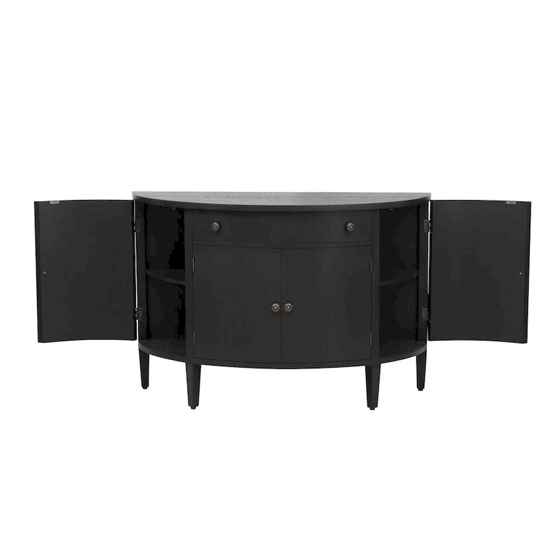 Armoire de rangement à design incurvé avec étagères réglables et tiroir