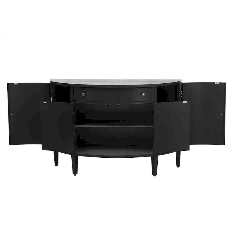 Armoire de rangement à design incurvé avec étagères réglables et tiroir