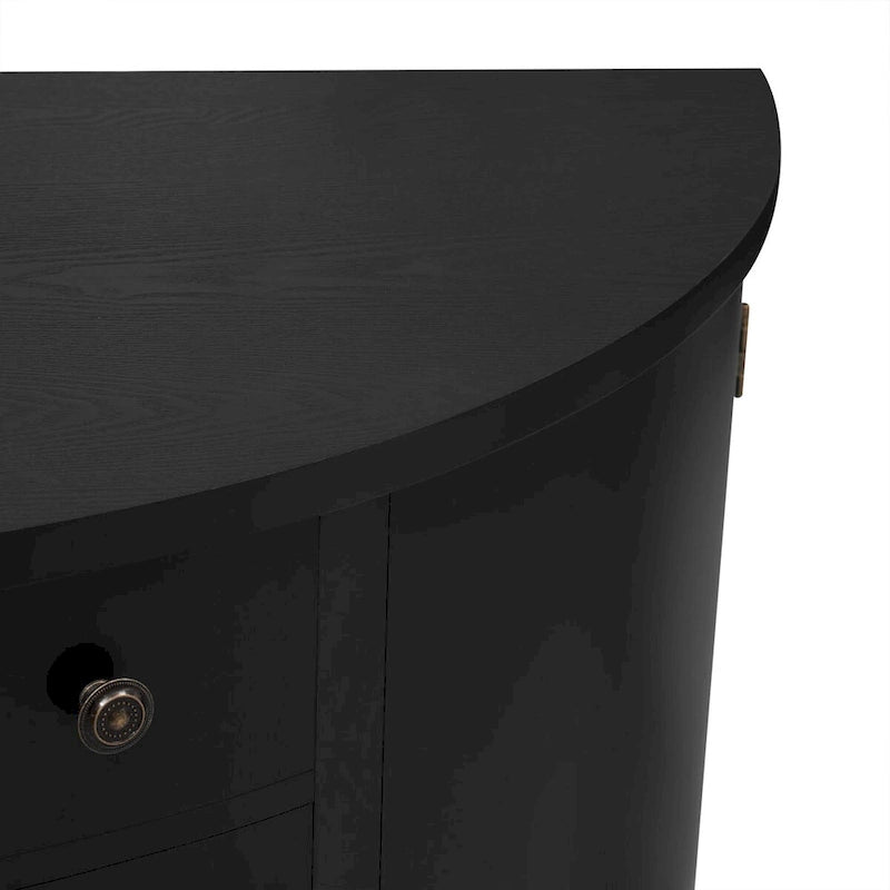 Armoire de rangement à design incurvé avec étagères réglables et tiroir