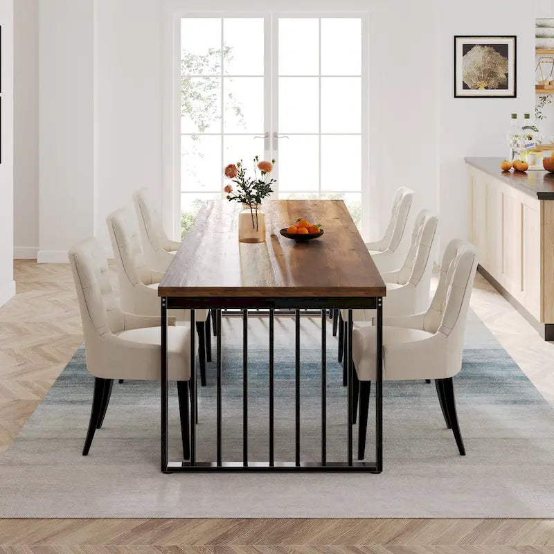 Table de salle à manger Diniong de 199,9 cm pour 6 à 8 personnes, table à manger en bois