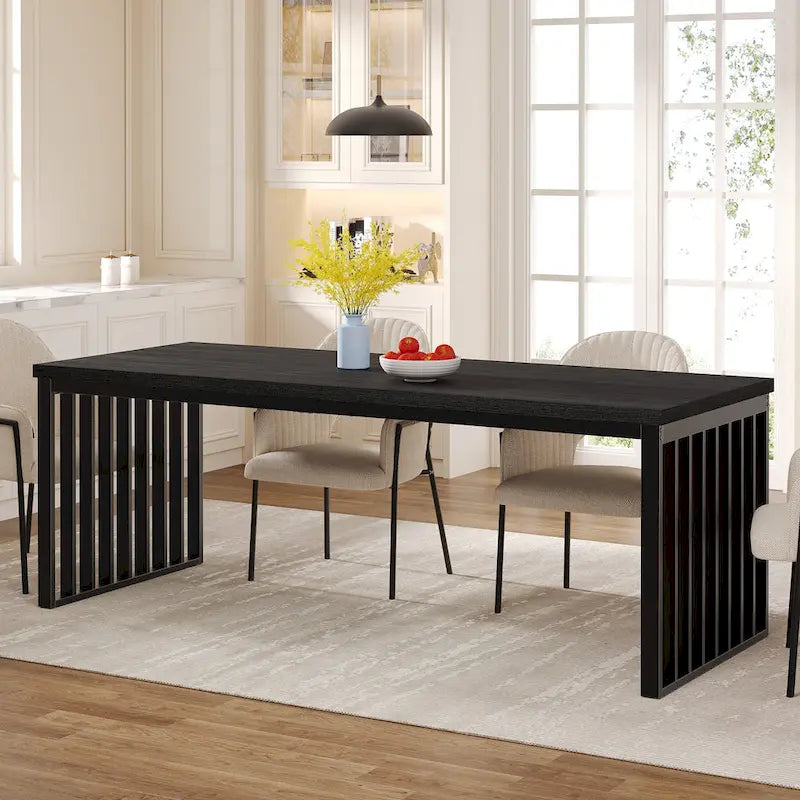Table de salle à manger Diniong de 199,9 cm pour 6 à 8 personnes, table à manger en bois