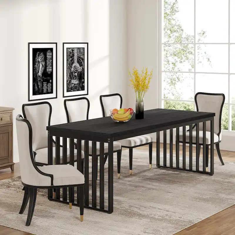 Table de salle à manger Diniong de 199,9 cm pour 6 à 8 personnes, table à manger en bois