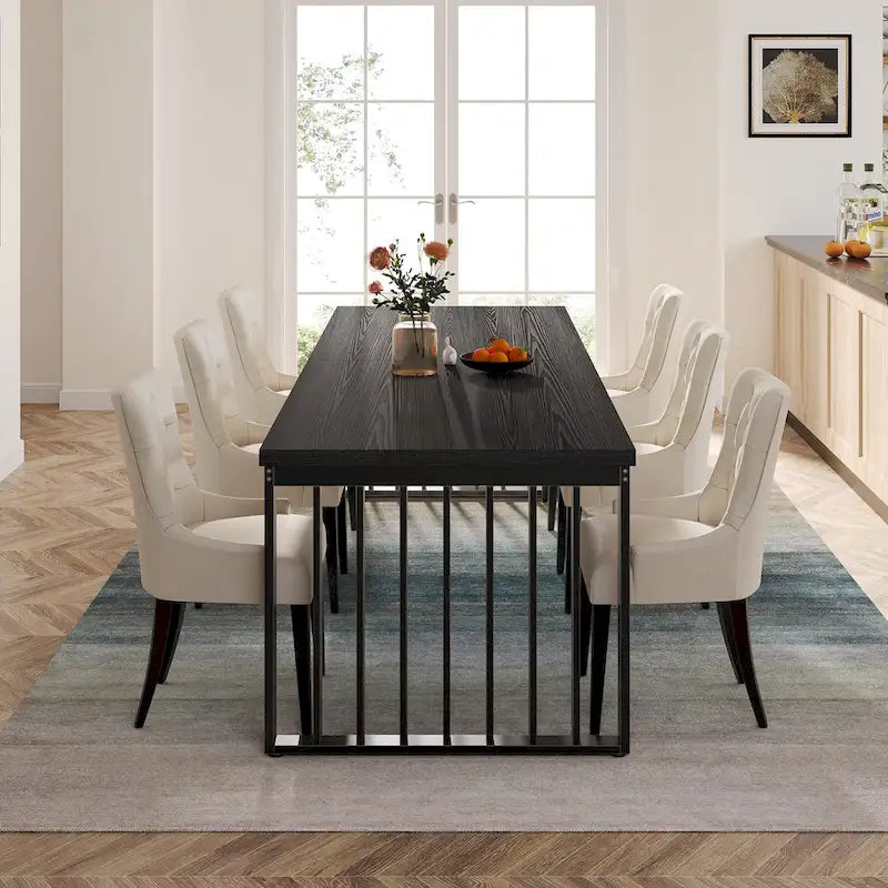Table de salle à manger Diniong de 199,9 cm pour 6 à 8 personnes, table à manger en bois