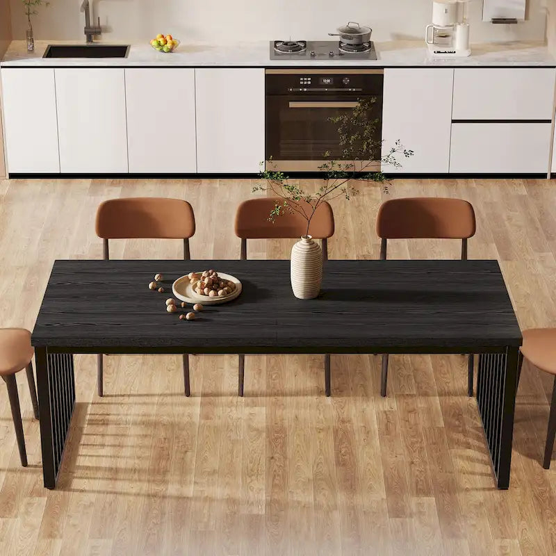 Table de salle à manger Diniong de 199,9 cm pour 6 à 8 personnes, table à manger en bois