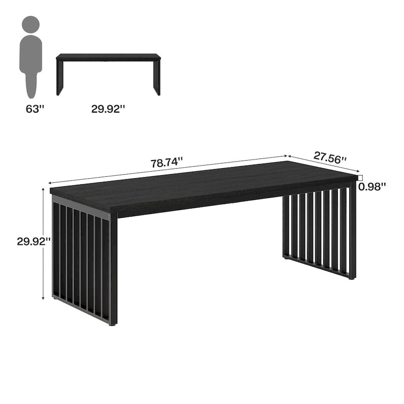 Table de salle à manger Diniong de 199,9 cm pour 6 à 8 personnes, table à manger en bois