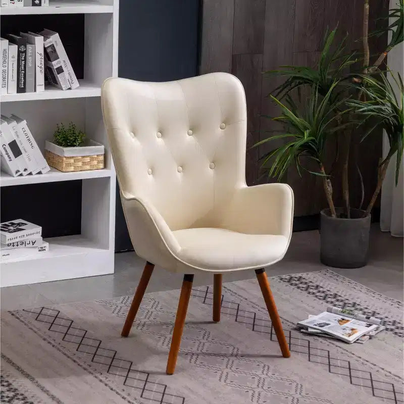 Fauteuil d'appoint contemporain en velours soyeux avec capitons Roundhill Furniture Doarnin, Blanc