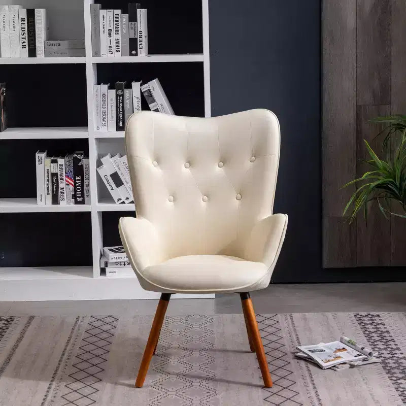 Fauteuil d'appoint contemporain en velours soyeux avec capitons Roundhill Furniture Doarnin, Blanc