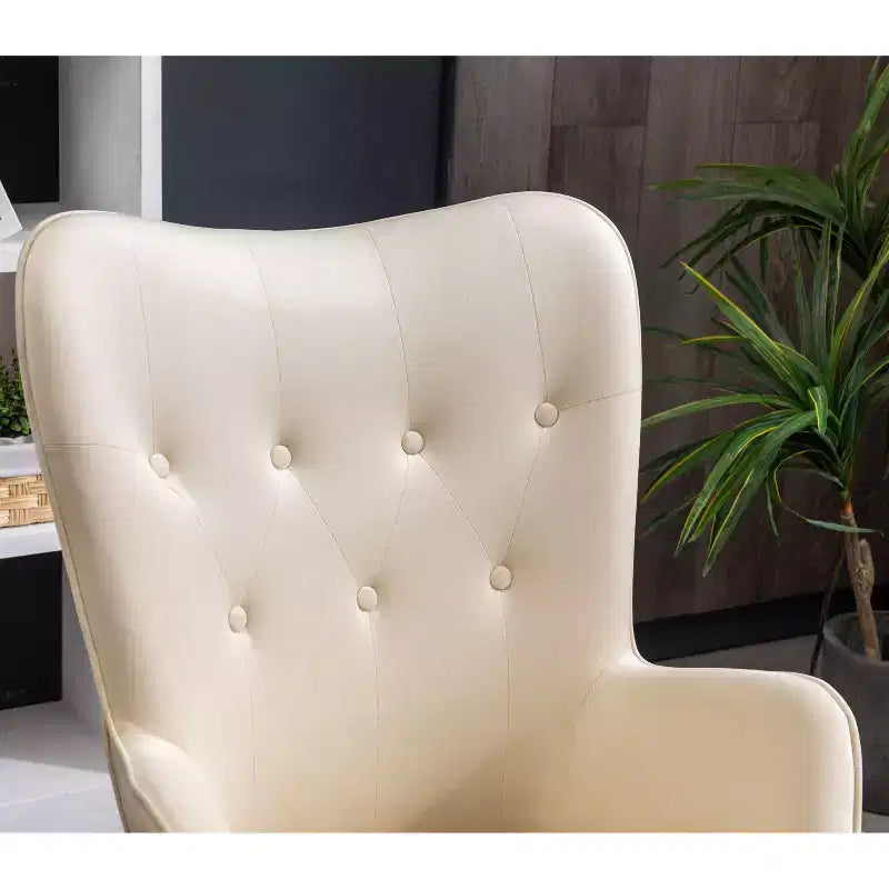 Fauteuil d'appoint contemporain en velours soyeux avec capitons Roundhill Furniture Doarnin, Blanc