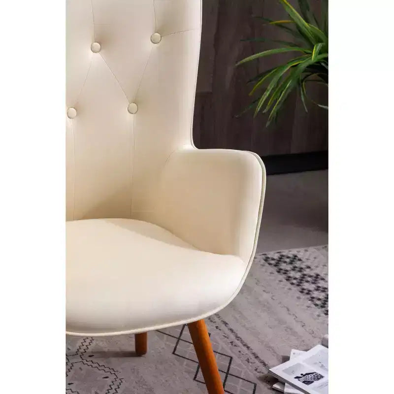Fauteuil d'appoint contemporain en velours soyeux avec capitons Roundhill Furniture Doarnin, Blanc
