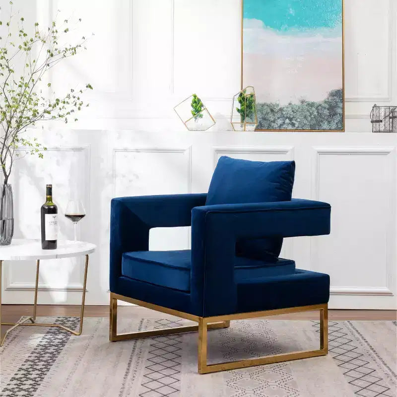 Roundhill Furniture Lenola Fauteuil d'appoint contemporain rembourré, Bleu