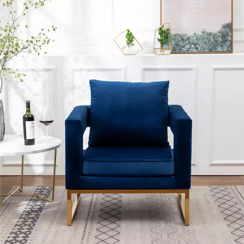 Roundhill Furniture Lenola Fauteuil d'appoint contemporain rembourré, Bleu