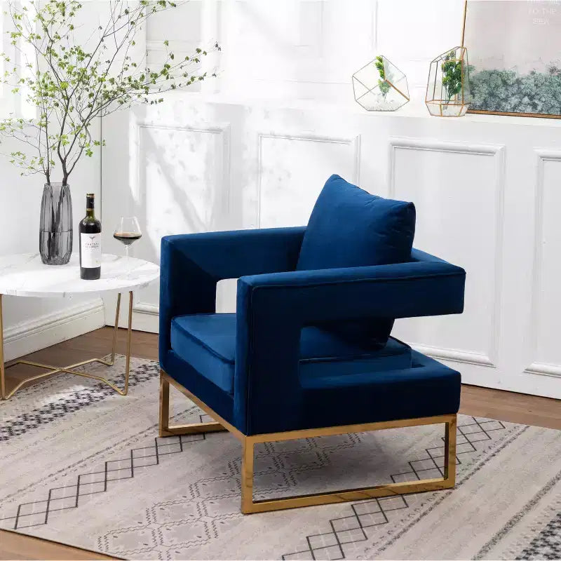 Roundhill Furniture Lenola Fauteuil d'appoint contemporain rembourré, Bleu