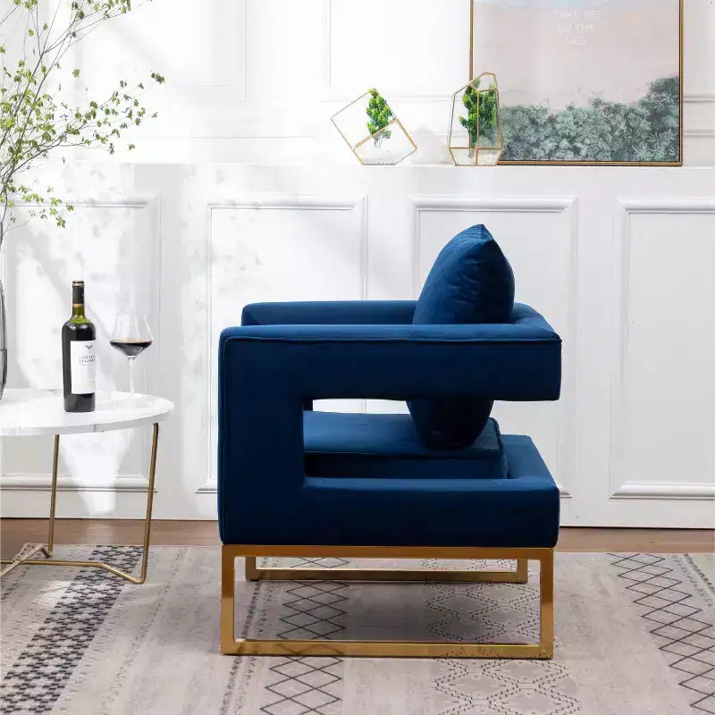 Roundhill Furniture Lenola Fauteuil d'appoint contemporain rembourré, Bleu