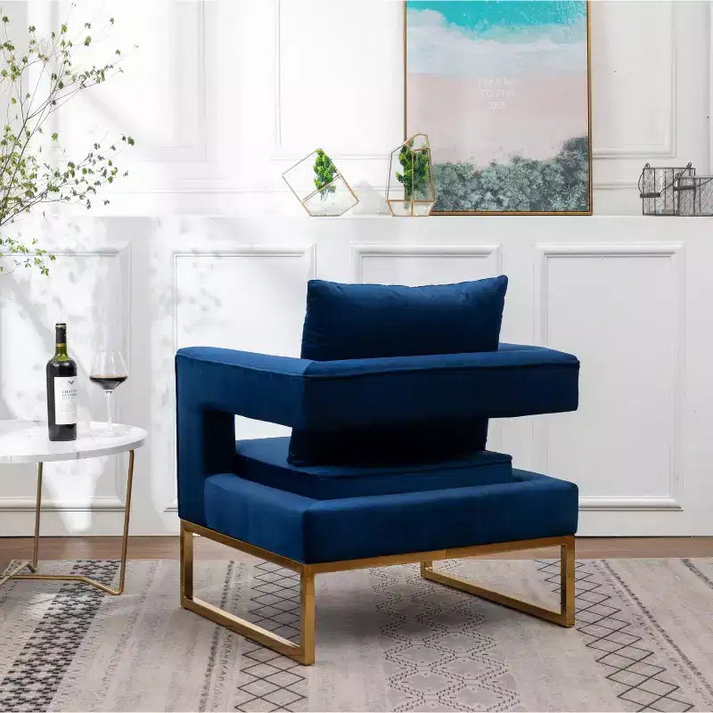 Roundhill Furniture Lenola Fauteuil d'appoint contemporain rembourré, Bleu