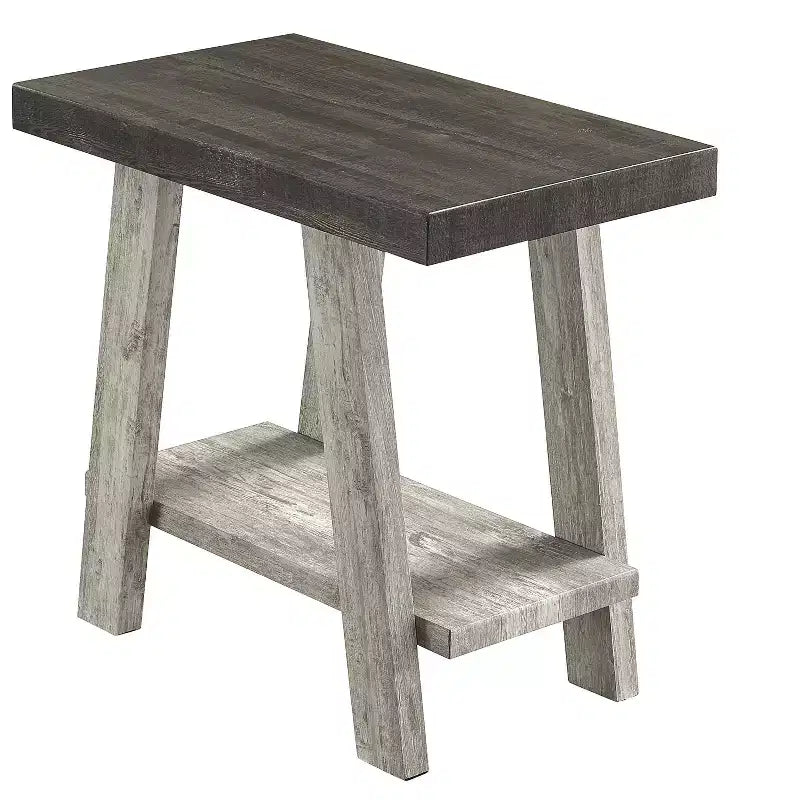 Table d'appoint Athènes contemporaine à deux tons en bois, tablette noyer vieilli et gris