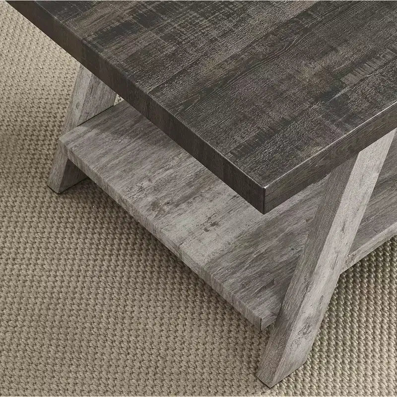 Table d'appoint Athènes contemporaine à deux tons en bois, tablette noyer vieilli et gris