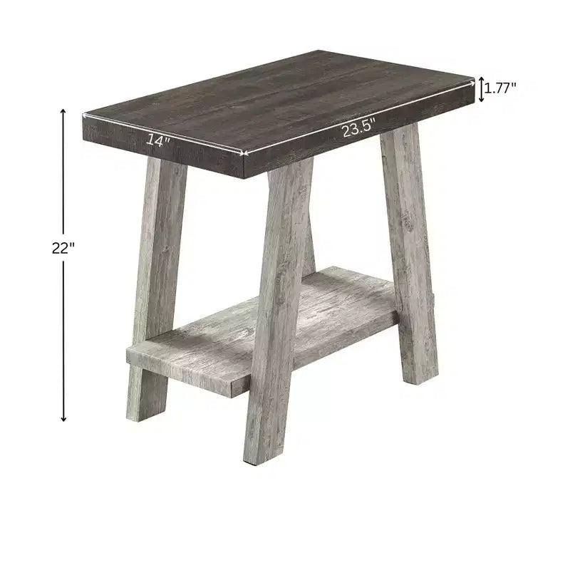 Table d'appoint Athènes contemporaine à deux tons en bois, tablette noyer vieilli et gris