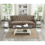 Athens Contemporary 3-Piece Wood Shelf Coffee Table Set in Weathered Charcoal and Beige