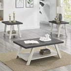 Ensemble table basse et étagères murales 3 pièces contemporain Athens en bois gris vieilli et beige