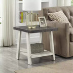 Ensemble table basse et étagères murales 3 pièces contemporain Athens en bois gris vieilli et beige