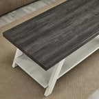 Ensemble table basse et étagères murales 3 pièces contemporain Athens en bois gris vieilli et beige