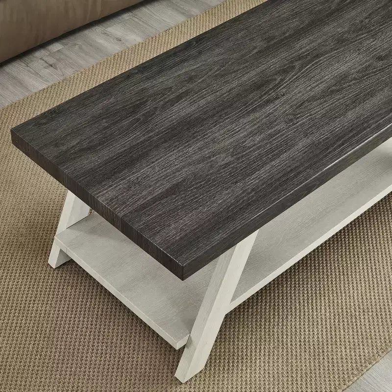 Ensemble table basse et étagères murales 3 pièces contemporain Athens en bois gris vieilli et beige