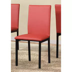Ensemble de salle à manger 5 pièces en métal Citico avec plateau en faux marbre stratifié, rouge
