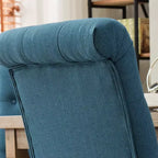 Roundhill Furniture Habit, chaises de salle à manger Parsons en bois massif touffeté, bleues, lot de 2