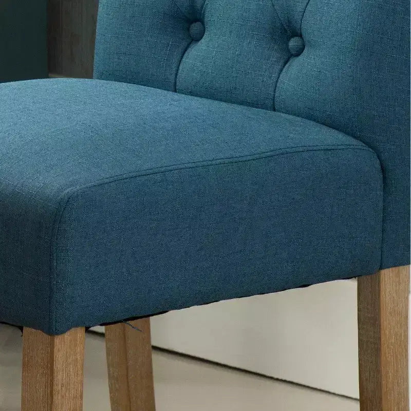 Roundhill Furniture Habit, chaises de salle à manger Parsons en bois massif touffeté, bleues, lot de 2