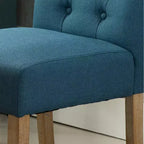 Roundhill Furniture Habit, chaises de salle à manger Parsons en bois massif touffeté, bleues, lot de 2