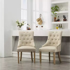 Chaises hôtesse à dossier haut et boutons touffetés Roundhill Furniture, avec clous décoratifs, couleur havane, lot de 2