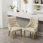 Chaises hôtesse à dossier haut et boutons touffetés Roundhill Furniture, avec clous décoratifs, couleur havane, lot de 2