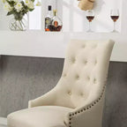 Chaises hôtesse à dossier haut et boutons touffetés Roundhill Furniture, avec clous décoratifs, couleur havane, lot de 2