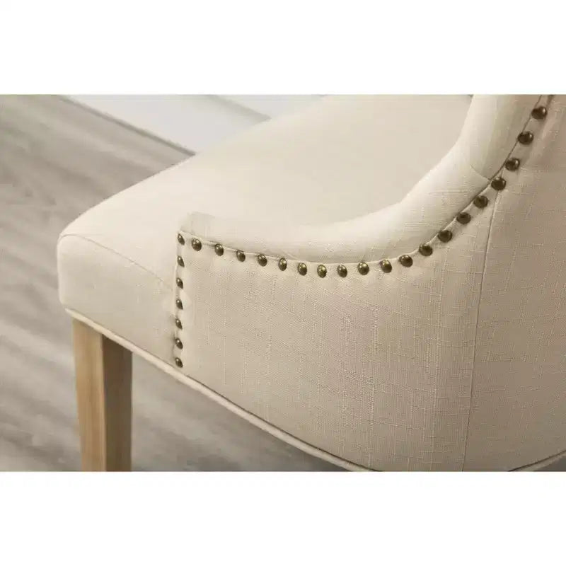 Chaises hôtesse à dossier haut et boutons touffetés Roundhill Furniture, avec clous décoratifs, couleur havane, lot de 2