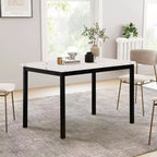 Ensemble de salle à manger 5 pièces Roundhill Furniture Citico avec plateau en faux marbre stratifié blanc cassé, 4 chaises rouges