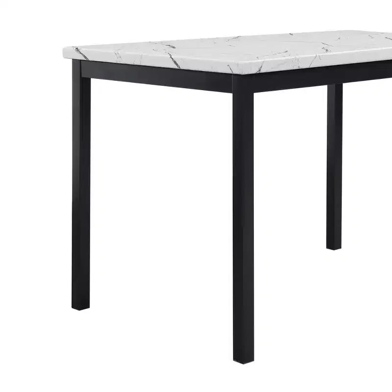 Ensemble de salle à manger 5 pièces Roundhill Furniture Citico avec plateau en faux marbre stratifié blanc cassé, 4 chaises rouges