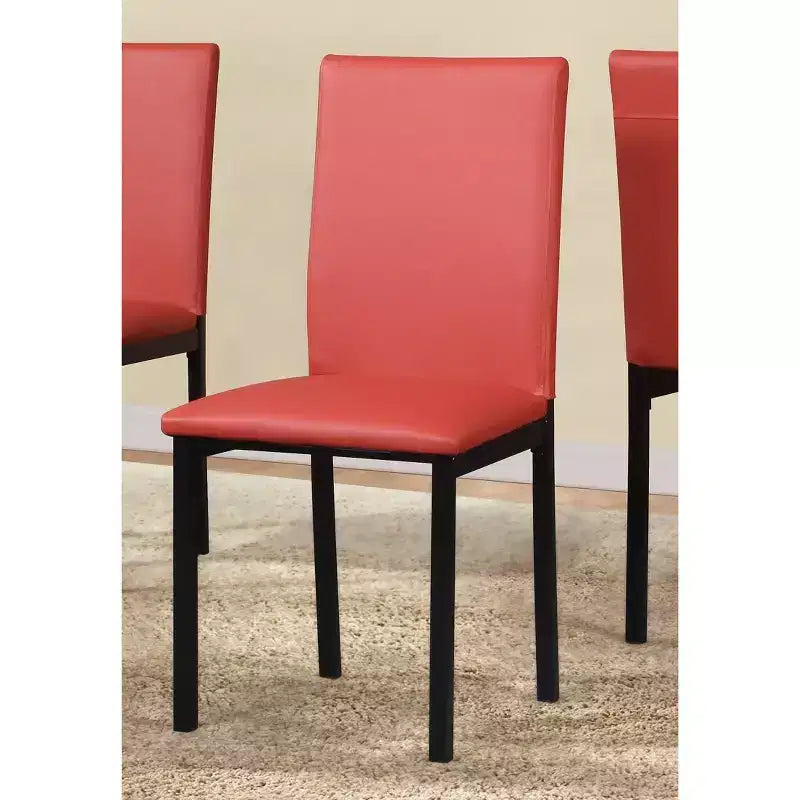 Ensemble de salle à manger 5 pièces Roundhill Furniture Citico avec plateau en faux marbre stratifié blanc cassé, 4 chaises rouges