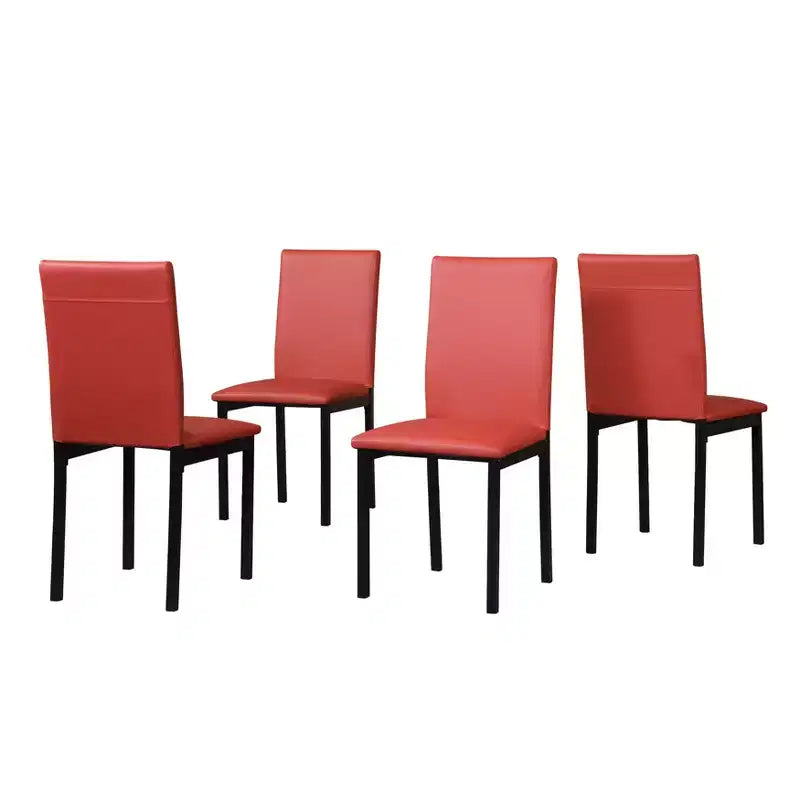 Ensemble de salle à manger 5 pièces Roundhill Furniture Citico avec plateau en faux marbre stratifié blanc cassé, 4 chaises rouges