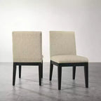Chaises de salle à manger contemporaines en bois massif Rocco de Roundhill Furniture, beiges, ensemble de 2