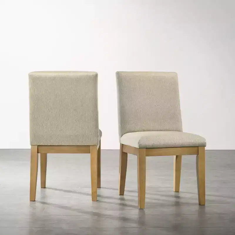 Chaises de salle à manger contemporaines en bois massif Rocco de Roundhill Furniture, beiges, ensemble de 2