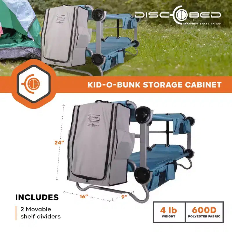 Disc-O-Bed Kid-O-Bunk Lits de Camp de Camping Pliants Armoire de Rangement pour Voyage, Gris