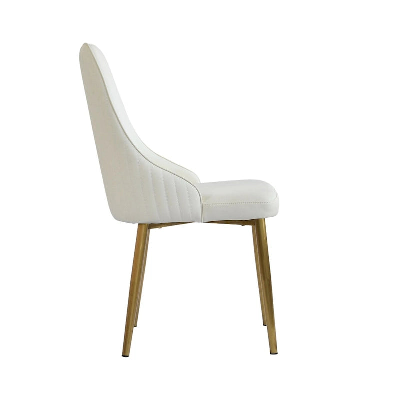 Lot de 2 chaises de salle à manger modernes en similicuir beige avec dossier haut