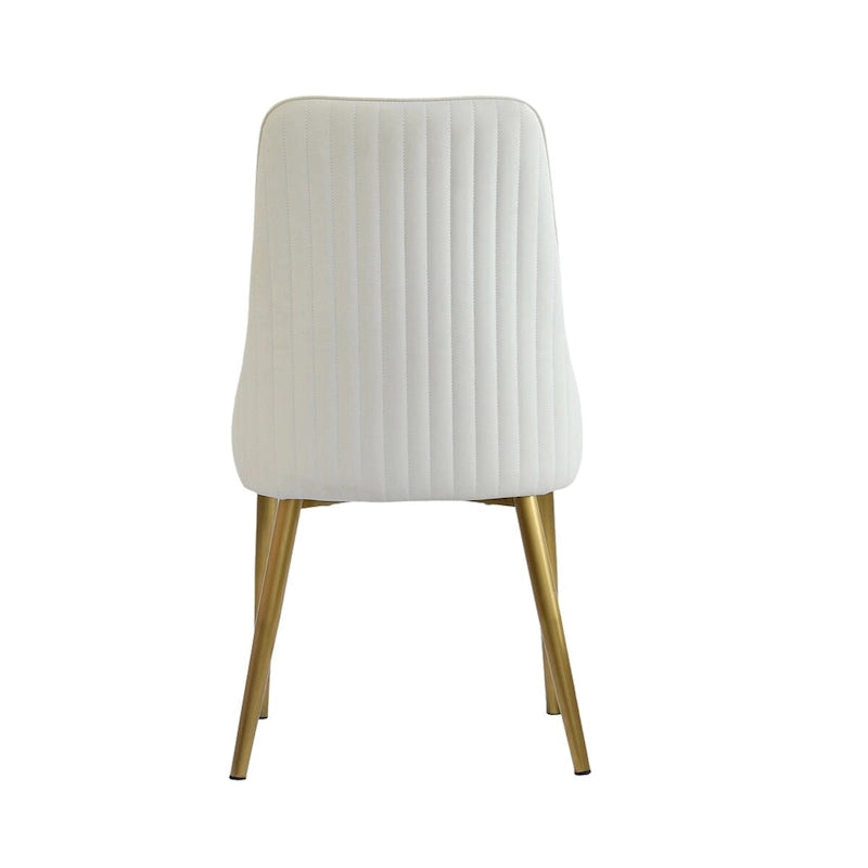 Lot de 2 chaises de salle à manger modernes en similicuir beige avec dossier haut